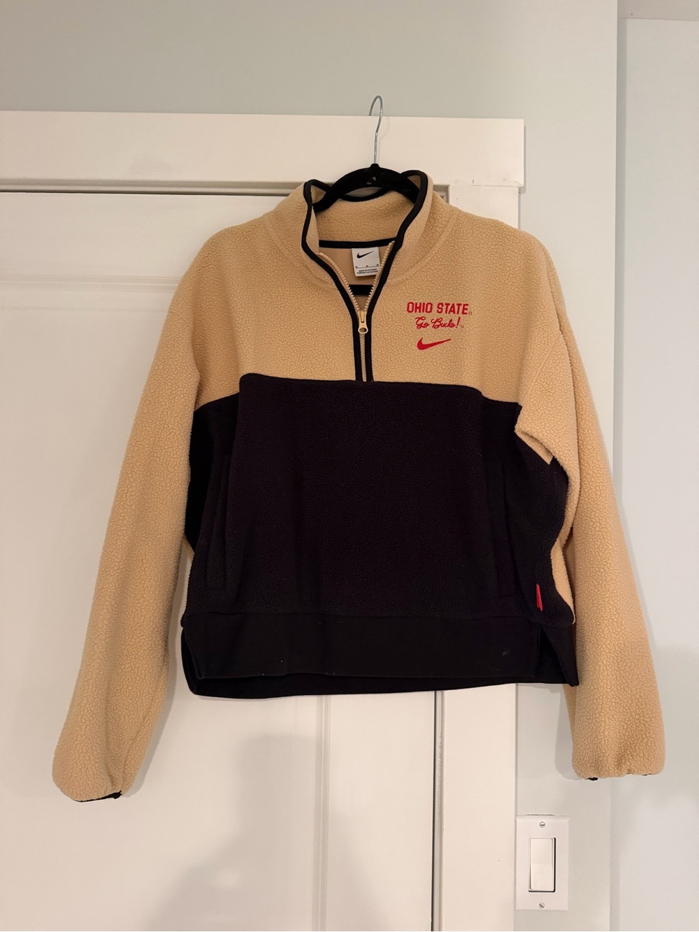 Nike Two-Tone Tan and Black Ohio State Fleece Quarter-Zip